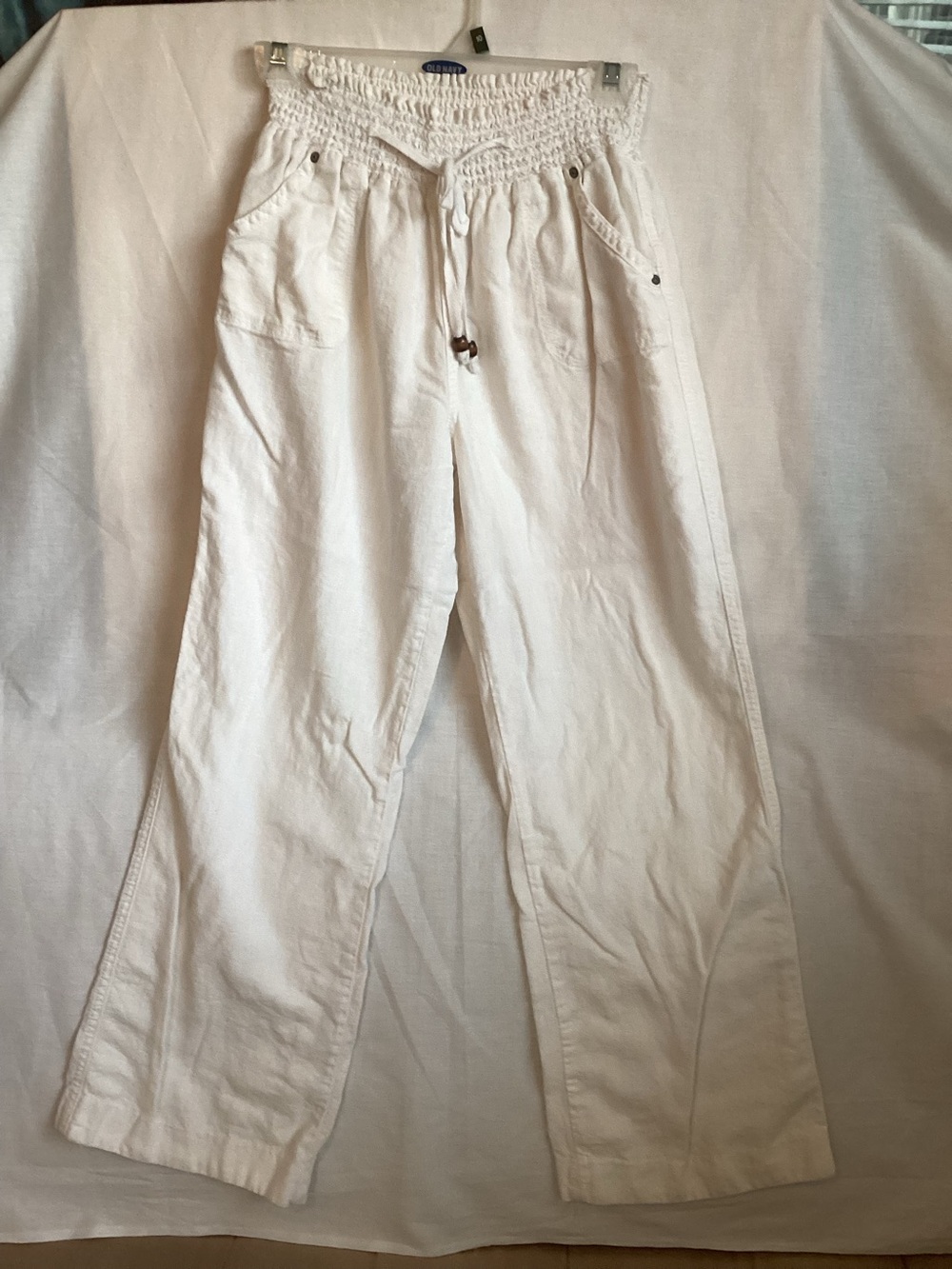 Ci Sono White Wide-Leg Smocked Waist Pants